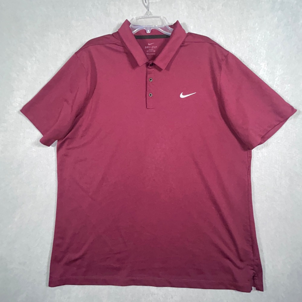 Nike Dri-FIT‎ Polo Shirt Mens XXL Tall Burgundy Solid Short Sleeve CT4581-669